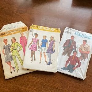 Three Vintage Simplicity Sewing Patterns.#9082.#9862. Woman’s #8541 Men’s